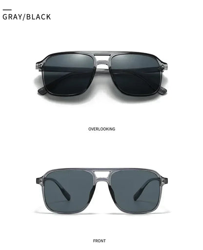 SO&EI Fashion Double Bridges Square Rivets Women Sunglasses Retro Men Gradient Shades UV400 Sun Glasses