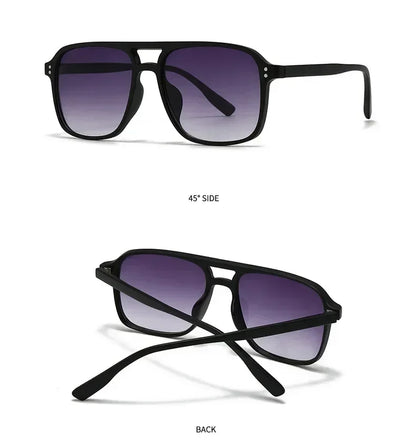 SO&EI Fashion Double Bridges Square Rivets Women Sunglasses Retro Men Gradient Shades UV400 Sun Glasses