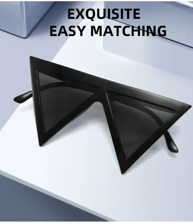 Oversized Triangle Punk Shiled Sunglasses Women Big Frame 2025 Luxury Brand Windproof Eyewear For Ladies UV400 Goggle Shades