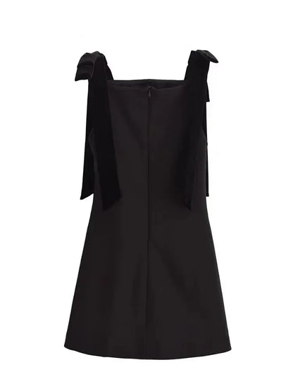 TFMLN Autumn New Women Dress 2024 Slim Chic Sleeveless Dress Bow Casual  Mini Frock Female Fashion Elegant Short Party Dress