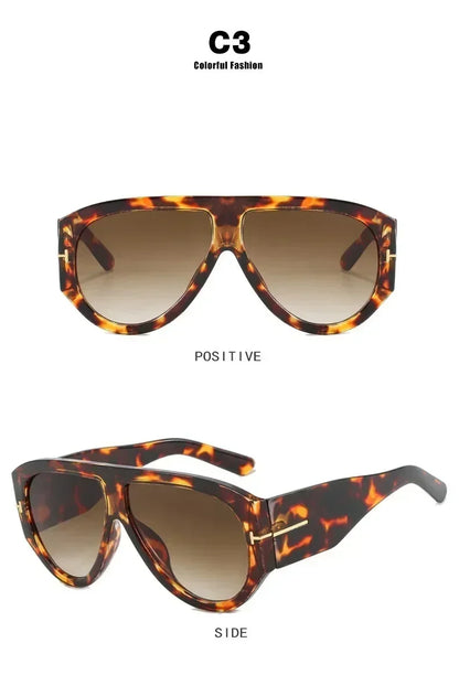 2024 New Fashion Big Frame Pilot Brown Sunglasses Women Men Brand T Outdoor Sun Glasses Female Shade Oculos De Sol Gifts