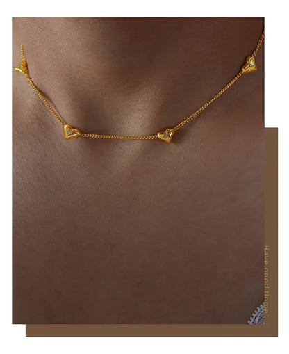 Cute Heart Necklace Earrings Bracelet Jewelry Set Stainless Steel For Women Fashion Shiny Zircon Bridal Accessories Wedding Gift