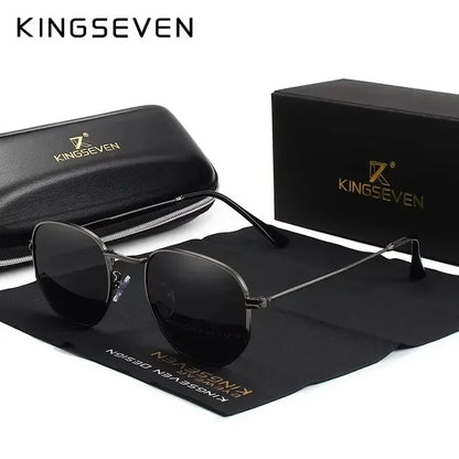 KINGSEVEN Fashion Women Polygon Sunglasses Men Polarized UV400 Sunscreen Round Thin Frame Glassses Luxury Causal Driving Eyewear