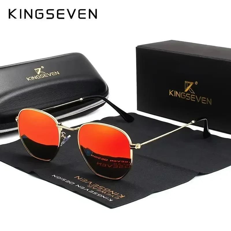 KINGSEVEN Fashion Women Polygon Sunglasses Men Polarized UV400 Sunscreen Round Thin Frame Glassses Luxury Causal Driving Eyewear