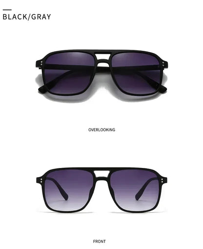 SO&EI Fashion Double Bridges Square Rivets Women Sunglasses Retro Men Gradient Shades UV400 Sun Glasses