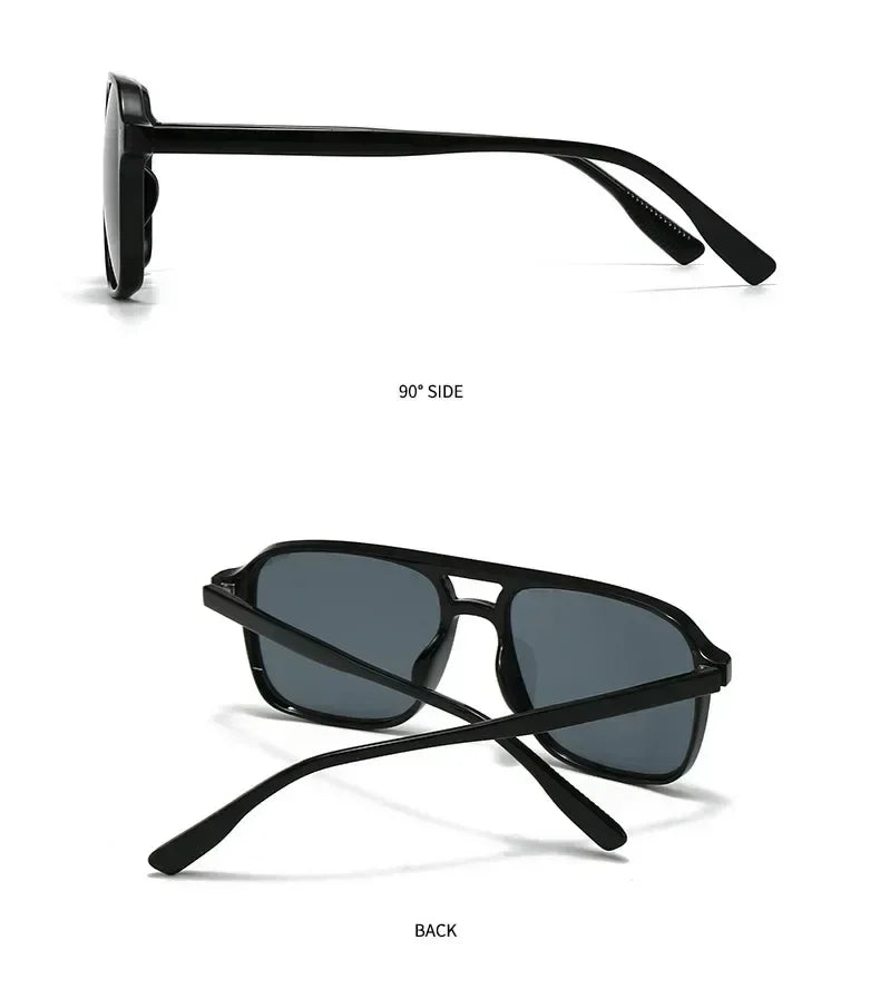 SO&EI Fashion Double Bridges Square Rivets Women Sunglasses Retro Men Gradient Shades UV400 Sun Glasses