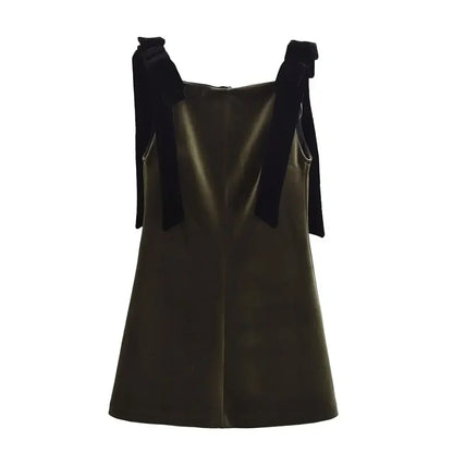 TFMLN Autumn New Women Dress 2024 Slim Chic Sleeveless Dress Bow Casual  Mini Frock Female Fashion Elegant Short Party Dress