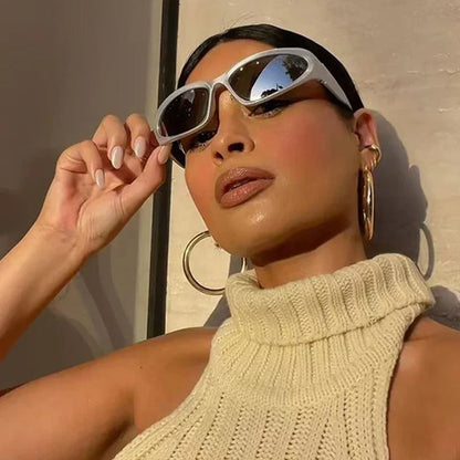 Unique Y2K Designer Luxury Sunglasses Women Rectangle Big Frame Sun Glasses For Men Outdoor UV Protection Classic 2000S Black Sh