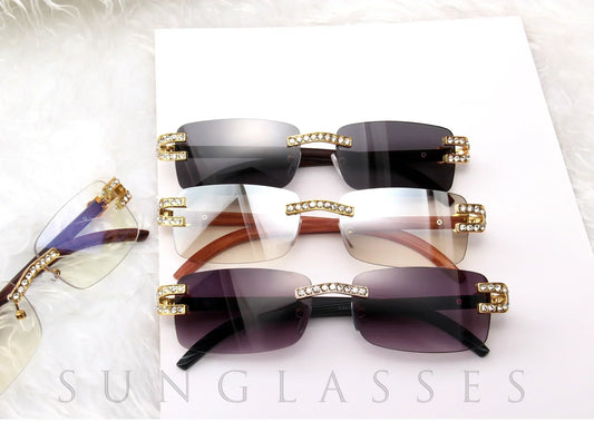 Kenbo Small Rectangle Rimless Sunglasses Men 2024 Luxury Brand Frameless Sun Glasses For Women Vintage Square UV400 Eyewear