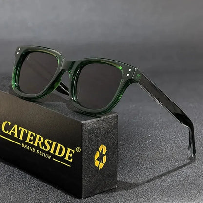 CATERSIDE Retro Square Sunglasses Men Large Frame Design Core Insert Temple Women's Sun Glasses High-Quality Travel Party UV400