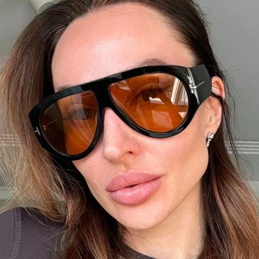 2024 New Fashion Big Frame Pilot Brown Sunglasses Women Men Brand T Outdoor Sun Glasses Female Shade Oculos De Sol Gifts