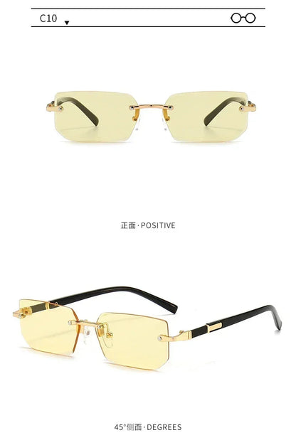 Rimless Sunglasses Rectangle Fashion Popular Women Men Shades Small Square Sun Glasses For Female male Summer Traveling Oculos