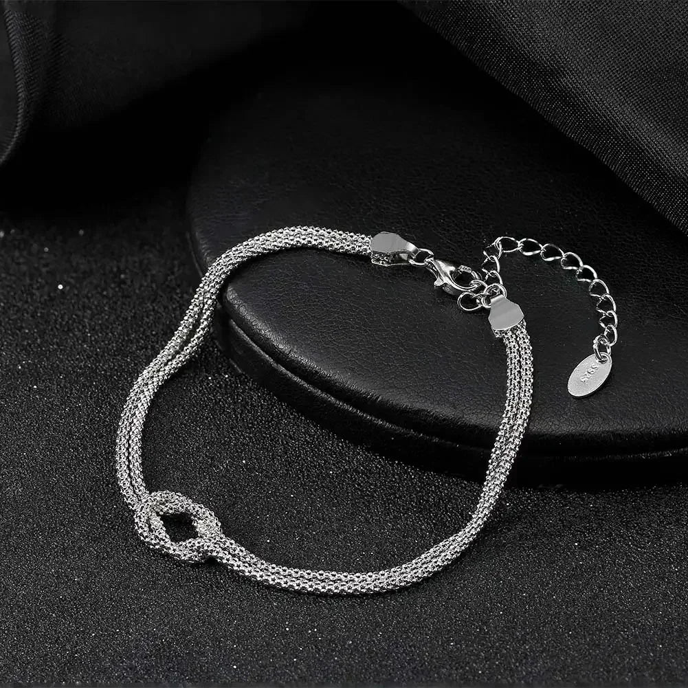 ORSA JEWELS Classic 14K Gold Double Layer Corn Chain Bracelet Fashion 925 Sterling Silver Bracelet for Women Party Jewelry SB196