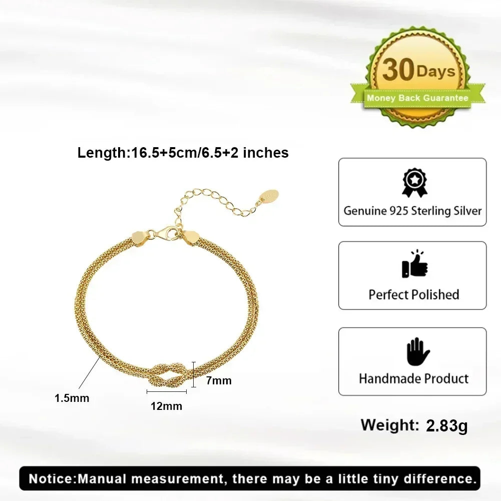 ORSA JEWELS Classic 14K Gold Double Layer Corn Chain Bracelet Fashion 925 Sterling Silver Bracelet for Women Party Jewelry SB196