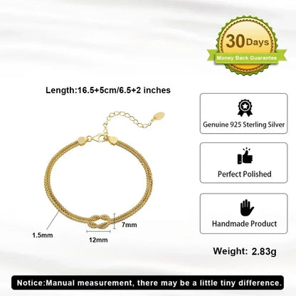 ORSA JEWELS Classic 14K Gold Double Layer Corn Chain Bracelet Fashion 925 Sterling Silver Bracelet for Women Party Jewelry SB196