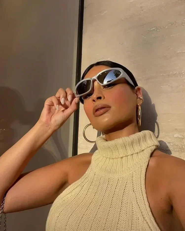 Unique Y2K Designer Luxury Sunglasses Women Rectangle Big Frame Sun Glasses For Men Outdoor UV Protection Classic 2000S Black Sh