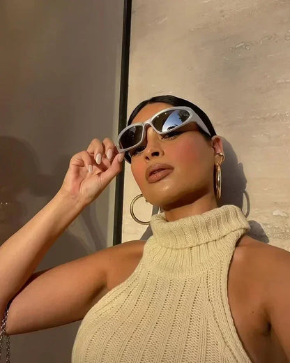 Unique Y2K Designer Luxury Sunglasses Women Rectangle Big Frame Sun Glasses For Men Outdoor UV Protection Classic 2000S Black Sh