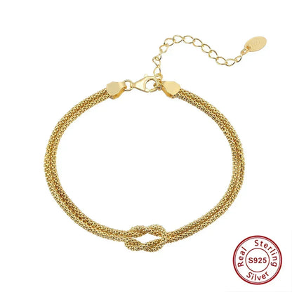 ORSA JEWELS Classic 14K Gold Double Layer Corn Chain Bracelet Fashion 925 Sterling Silver Bracelet for Women Party Jewelry SB196