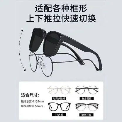 Fashion Square Polarized Sunglasses Cover Over Myopia Prescription Glasses Portable Men Women Vintage Fishing Driving Eyewear ﻿