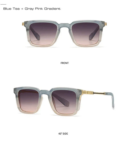 SHAUNA New Square Women Luxury Sunglasses Retro Rivets Men Gradient Shades UV400 Sun Glasses