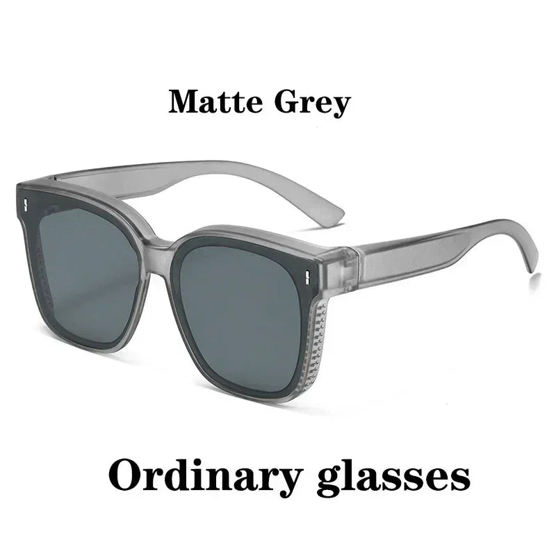 Fashion Square Polarized Sunglasses Cover Over Myopia Prescription Glasses Portable Men Women Vintage Fishing Driving Eyewear ﻿