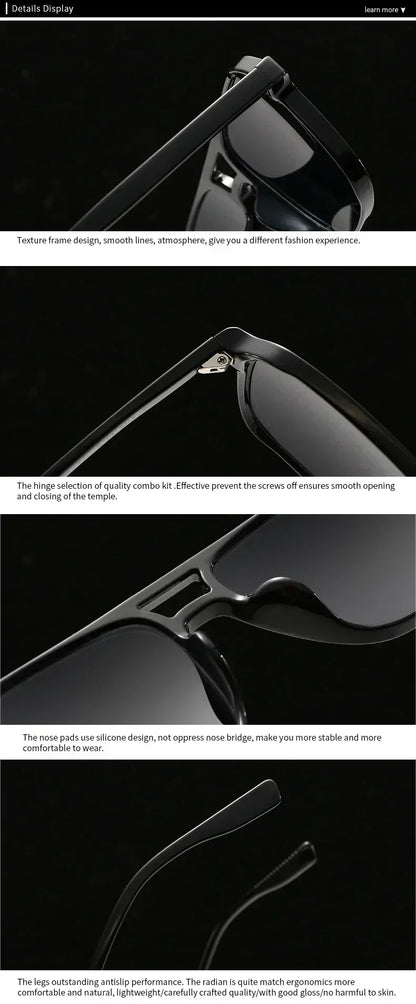 SO&EI Fashion Double Bridges Square Rivets Women Sunglasses Retro Men Gradient Shades UV400 Sun Glasses