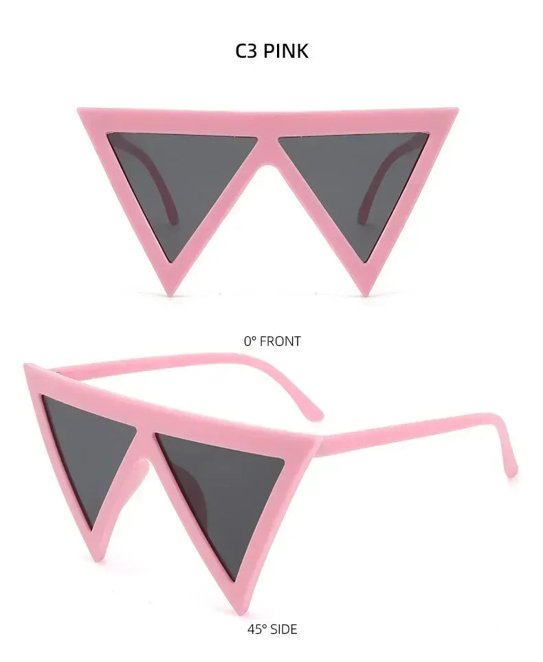 Oversized Triangle Punk Shiled Sunglasses Women Big Frame 2025 Luxury Brand Windproof Eyewear For Ladies UV400 Goggle Shades