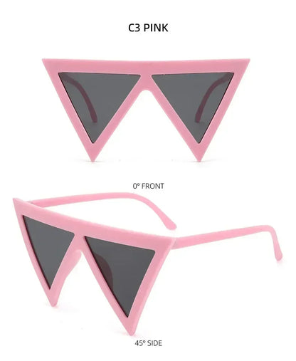 Oversized Triangle Punk Shiled Sunglasses Women Big Frame 2025 Luxury Brand Windproof Eyewear For Ladies UV400 Goggle Shades