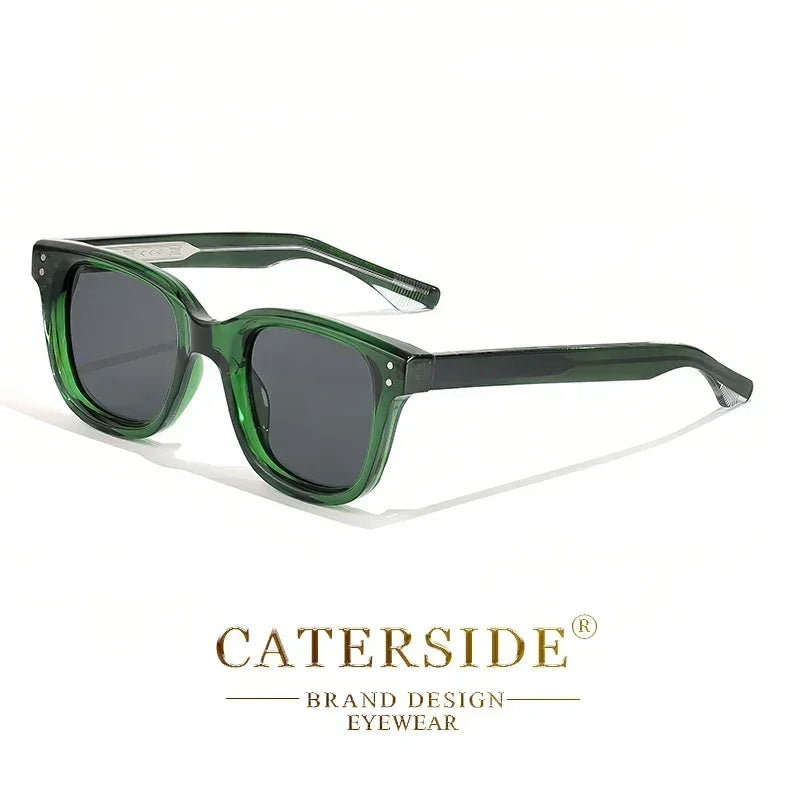 CATERSIDE Retro Square Sunglasses Men Large Frame Design Core Insert Temple Women's Sun Glasses High-Quality Travel Party UV400