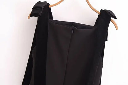 TFMLN Autumn New Women Dress 2024 Slim Chic Sleeveless Dress Bow Casual  Mini Frock Female Fashion Elegant Short Party Dress