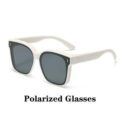 Fashion Square Polarized Sunglasses Cover Over Myopia Prescription Glasses Portable Men Women Vintage Fishing Driving Eyewear ﻿