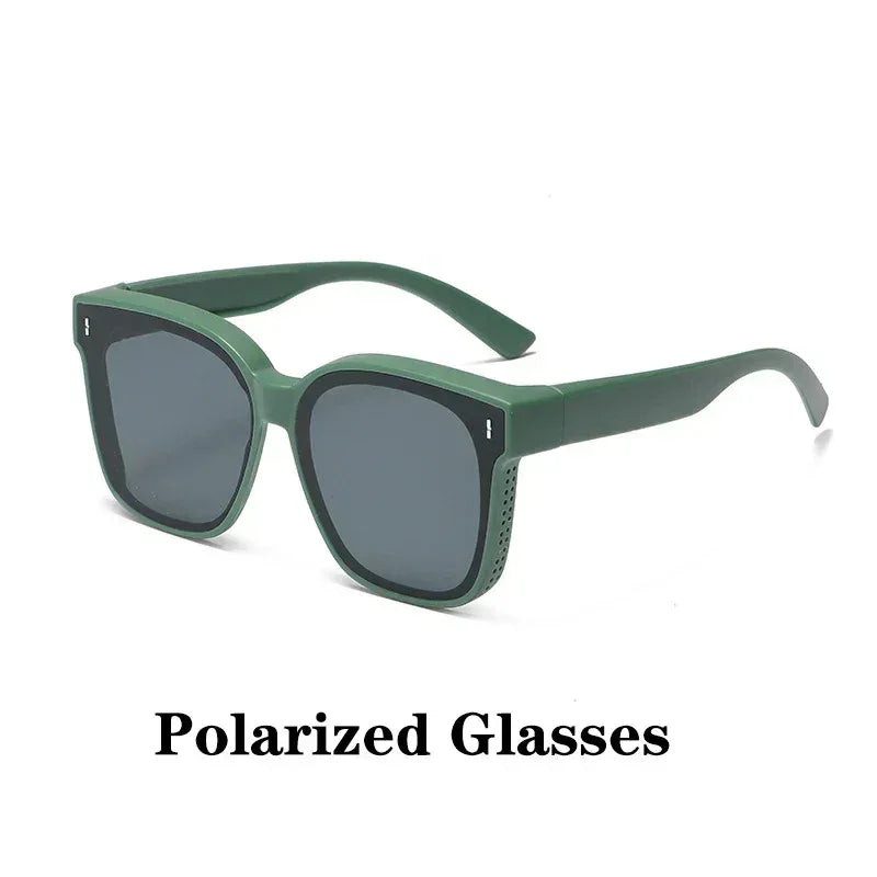 Fashion Square Polarized Sunglasses Cover Over Myopia Prescription Glasses Portable Men Women Vintage Fishing Driving Eyewear ﻿