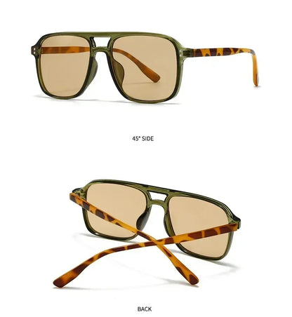 SO&EI Fashion Double Bridges Square Rivets Women Sunglasses Retro Men Gradient Shades UV400 Sun Glasses