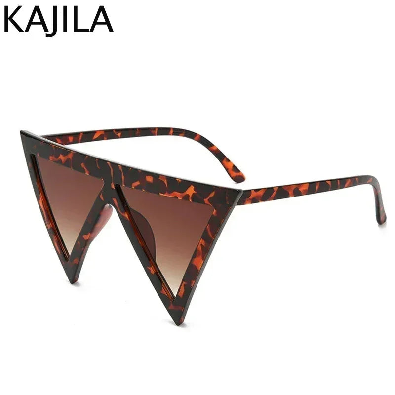 Oversized Triangle Punk Shiled Sunglasses Women Big Frame 2025 Luxury Brand Windproof Eyewear For Ladies UV400 Goggle Shades