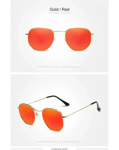 KINGSEVEN Fashion Women Polygon Sunglasses Men Polarized UV400 Sunscreen Round Thin Frame Glassses Luxury Causal Driving Eyewear