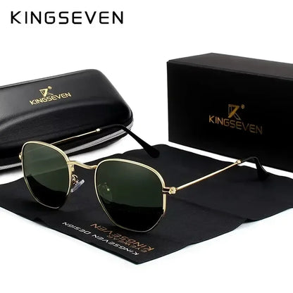 KINGSEVEN Fashion Women Polygon Sunglasses Men Polarized UV400 Sunscreen Round Thin Frame Glassses Luxury Causal Driving Eyewear