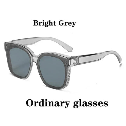 Fashion Square Polarized Sunglasses Cover Over Myopia Prescription Glasses Portable Men Women Vintage Fishing Driving Eyewear ﻿
