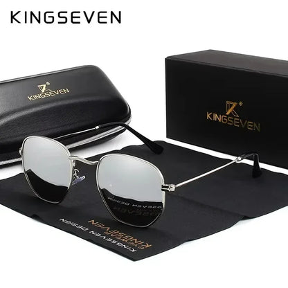 KINGSEVEN Fashion Women Polygon Sunglasses Men Polarized UV400 Sunscreen Round Thin Frame Glassses Luxury Causal Driving Eyewear