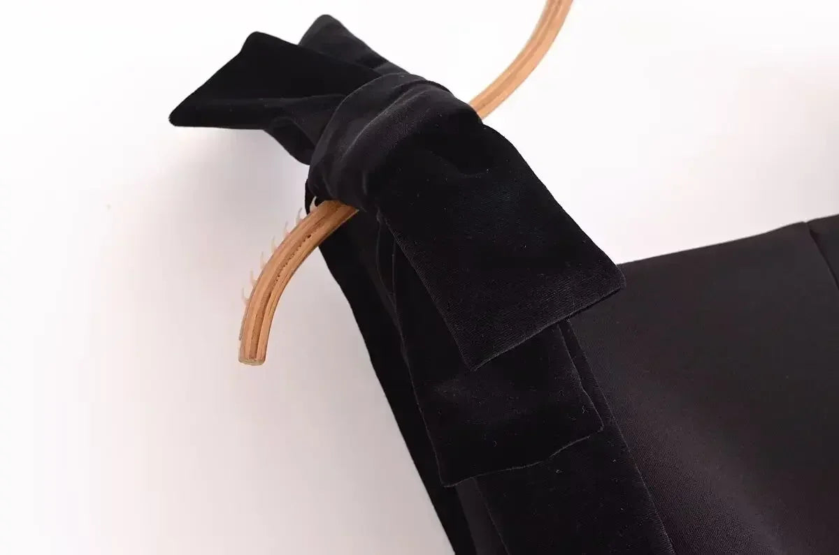 TFMLN Autumn New Women Dress 2024 Slim Chic Sleeveless Dress Bow Casual  Mini Frock Female Fashion Elegant Short Party Dress