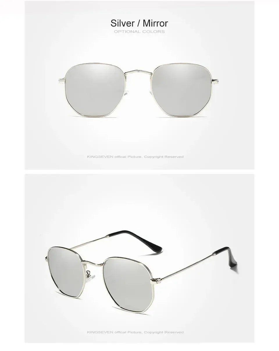 KINGSEVEN Fashion Women Polygon Sunglasses Men Polarized UV400 Sunscreen Round Thin Frame Glassses Luxury Causal Driving Eyewear