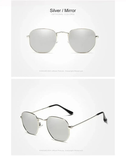 KINGSEVEN Fashion Women Polygon Sunglasses Men Polarized UV400 Sunscreen Round Thin Frame Glassses Luxury Causal Driving Eyewear
