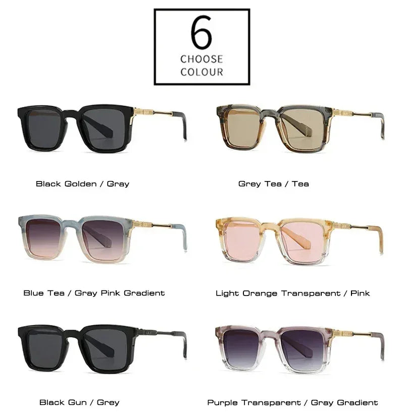 SHAUNA New Square Women Luxury Sunglasses Retro Rivets Men Gradient Shades UV400 Sun Glasses