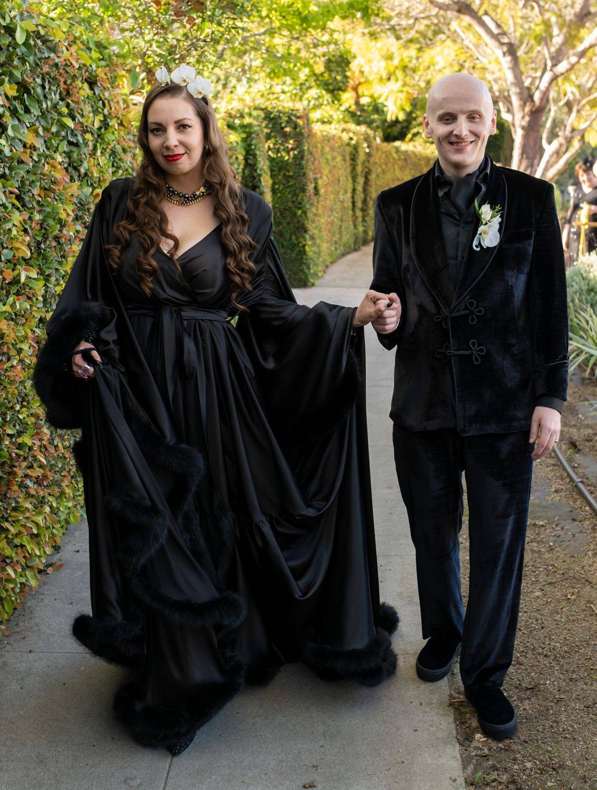 Silky Satin Feather Fringe Hem Long Robe (Victorian Style / Christmas Gift)