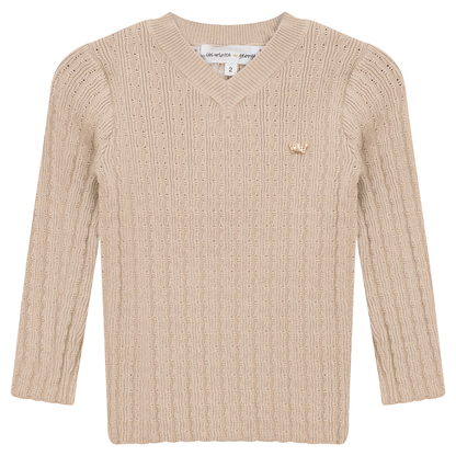 Textured Rib Knit V-Neck Sweater