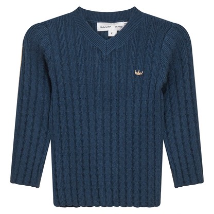 Textured Rib Knit V-Neck Sweater