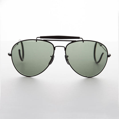 Vintage Aviator Sunglass with Cable Temples and Glass Lens - Wolfman