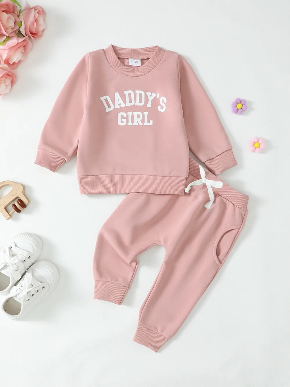 Children's Letter Graphic Sweatshirt and Pants Set