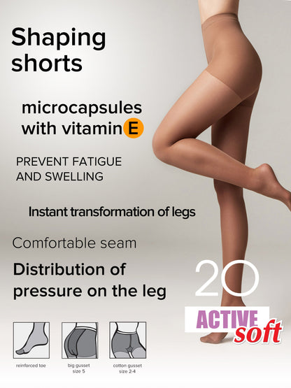 Tights Conte Active Soft 20 Den - Shaping Support with Vitamin E