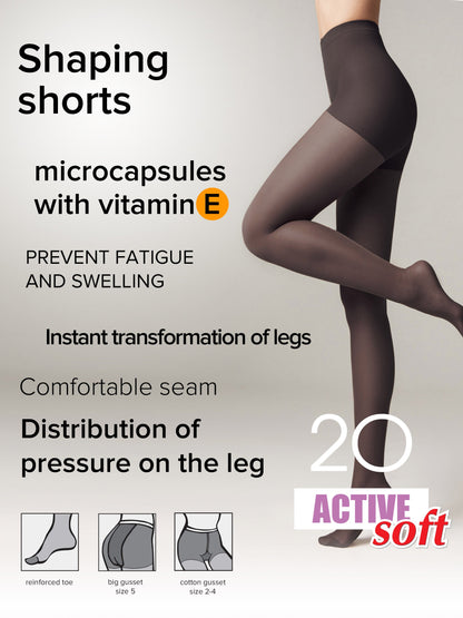 Tights Conte Active Soft 20 Den - Shaping Support with Vitamin E