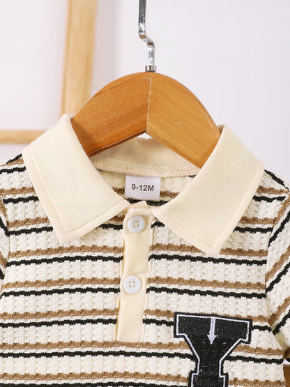 Children's Striped Short Sleeve Polo and Pants Set